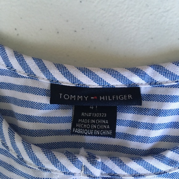 New Tommy Hilfiger 4T girl blue white Strip Dress - Picture 5 of 7